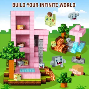 Minecraft Magnetic DIY Building Blocks Stacking Toy Kids Toddlers Christmas Gift - Picture 1 of 20