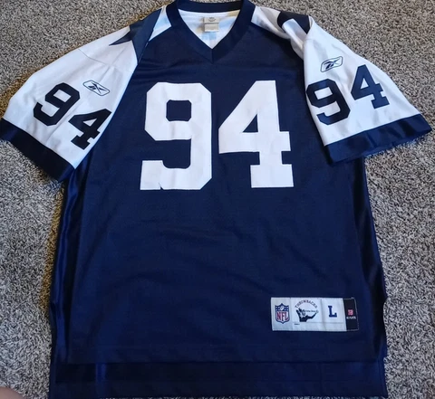 Reebok VTG NFL Dallas Cowboys Jersey " Ware" #94 Sz Large Dark Blue & White Cover