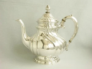GROSSE TEEKANNE  MASSIV SILBER  DRESDENER HOFMUSTER  1,25 LITER  BEHRND DRESDEN - Bild 1 von 8