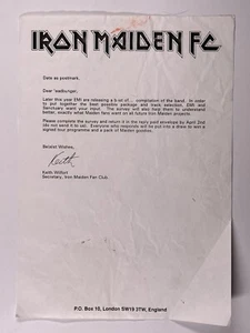 Iron Maiden Bruce Dickinson Fan Club Letter Original Compilation Request 1990s - Picture 1 of 12