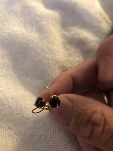 14K Solid Yellow Gold Diamond Shaped Genuine Garnet Screw Back Earrings. - Picture 1 of 5