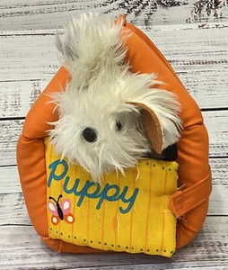 Vintage 1977 Fisher Price Plush Puppy 7” w/ Puppy House & Leash Bright Colors 8" - Picture 1 of 16