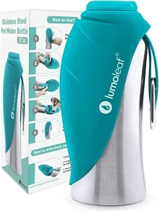 LumoLeaf Hundetrinkflasche für unterwegs  800ml Edelstahl Trinkflasche Hund 2in1 - Bild 1 von 8