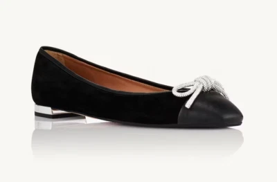 Ballet AQUAZZURA Negro Gamuza Cuero Cristal París Z3452 Mujer Talla US 10 Foto 1 de 4