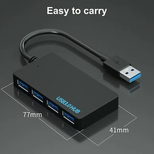 Usb Hub for Pc Slim Portable Data Ultra-thin 4-port 3.0 Home Office Connectivity - Picture 1 of 14