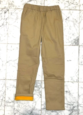Pantalones para niños cálidos invierno uniforme escolar forrados de lana caqui pantalones de iglesia dominical 170 Foto 1 de 4