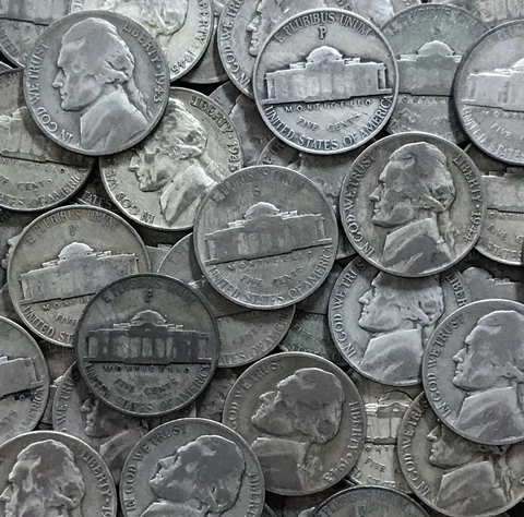 Roll 1942-1945 Jefferson Silver War Nickels ~ 35% Silver ~ 40 Coins Cover