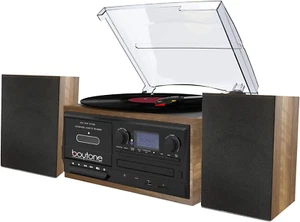 BT-58W Bluetooth Classic Record Player Turntable All-In-One with AM/FM Radio, Cd - Picture 1 of 8