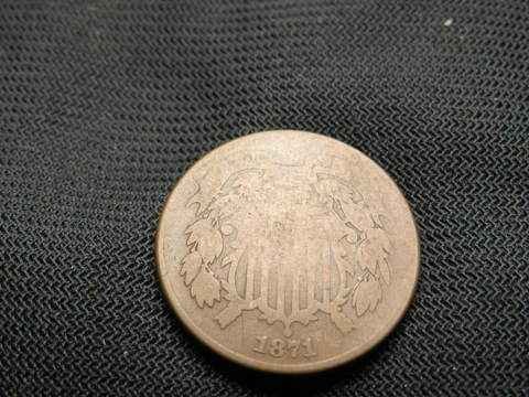 1871 Two Cent Piece US Copper coin old type civil war era Cover