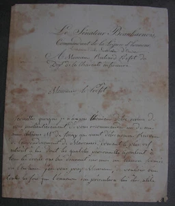 Claude de Beauharnais. Recommandation Mr de Fougy, receveur de Marennes.1804 - Bild 1 von 2