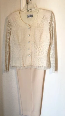 Sheri Martin Colección Nygard Mujer Top Pantalón Conjunto 2 Piezas Encaje Cuello Redondo 14 Foto 1 de 4