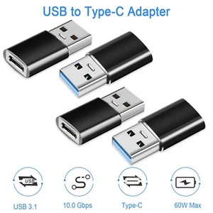 For PC/PAD/Phone 2 Pack USB to Type-C Adapter Supporting QC and PD Fast Charging - Picture 1 of 11