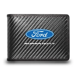Ford Super-Duty schwarze faltbare Geldbörse aus echtem Kohlefaserleder RFID-Schutz - Bild 1 von 5