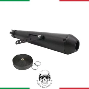 ๐ฎ๐น TERMINALE DI SCARICO MARMITTA MEGATON + 10 MT BENDE NERE MOTO CAFE RACER - Foto 1 di 9