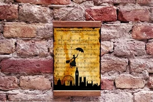 Mary Poppins Silhouette Supercalifragilisticexpialidocious Sheet Music Art Print - Picture 1 of 9