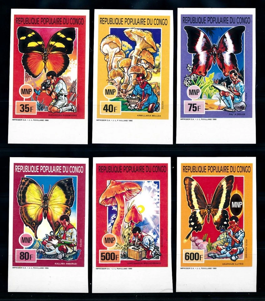[75583] Congo Brazzaville 1991 Scouting Butterflies Mushrooms Imperf. MNH - Image 1 of 1