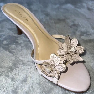Vintage Unisa Damen 7B US Heels First Rose Vegkid Blumenmuster Leder offene Zehenpartie Riemen - Bild 1 von 12
