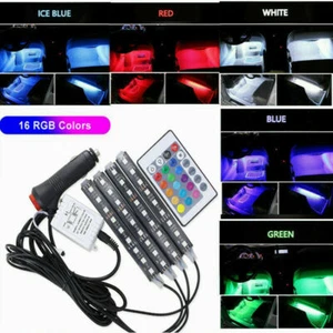 RGB LED Car Interior Decor Flexible Atmosphere Lamp Strip Light Remote Control - Picture 1 of 12