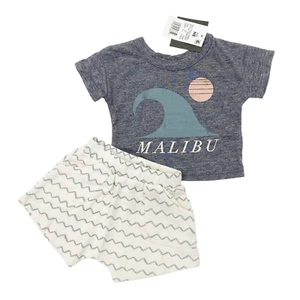 Grayson Mini Baby Boy Size NB Set/Outfit 'Malibu' Short Sleeve & Shorts Multi - Picture 1 of 8