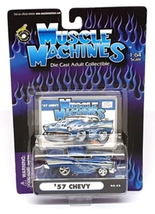 Muscle Machines 1/64 Scale 71161 02-52 - 1957 Chevrolet Chevy - Blue/Silver - Picture 1 of 5