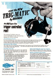 1977 BRANDIE TRIG-MATIC TRIGGER REELS PRINT AD, VTG SPORT FISHING PRINT AD - Picture 1 of 1
