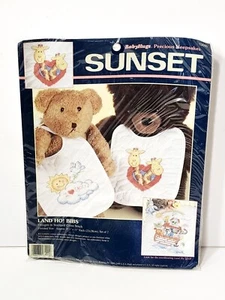 Sunset Dimensions Stamped Cross Stitch Land Ho! Bibs 13090 | VTG 1996 | NIP - Picture 1 of 2