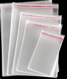 100 Clear Self Adhesive Poly Bags OPP Cellophane Plastic Bags Choose Size - Picture 1 of 1