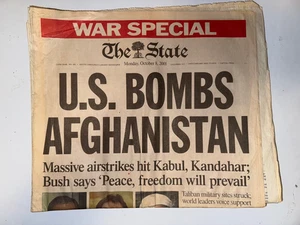 VTG THE STATE SC NEWSPAPER OCTOBER 8, 2001. USA BOMBS AFGHANISTAN WAR SPECIAL - Picture 1 of 9