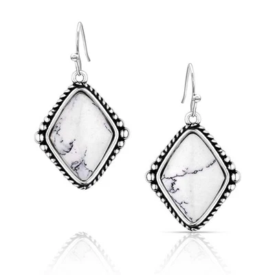 Brincos de arame francês hipoalergênico Howlite branco - Feito à mão, couro, joias - Imagem 1 de 4