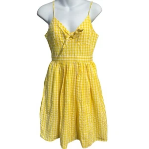 Endless Rose Dress Women Small Yellow Gingham Colorful Sundress Bow Front Summer - Picture 1 of 14