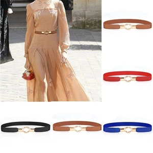 Damen Gürtel Stretch Elastisch Skinny Taille Damen Kleid Bund Metallschnalle - Bild 1 von 19