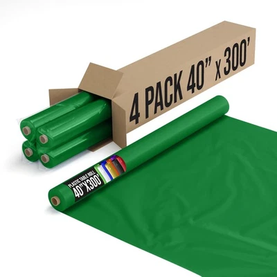 Exquisite Emerald Green Plastic Table Cover Roll 4 Pack 40" X 300' Table Clot... - Image 1 of 4