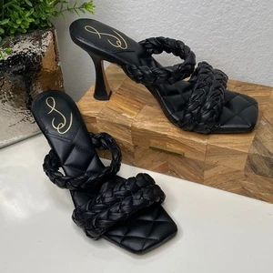 Sam Edelman Meghan Braided Kitten Heel Square Toe Sandals Black Size 9.5 - Picture 1 of 10