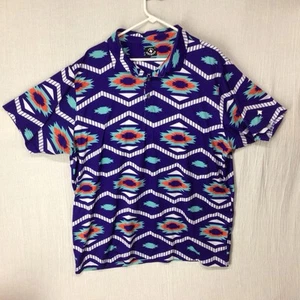 Raised By Coyotes Men’s 2XL Polo Purple Aztec Short Sleeve Stretch Performance - Picture 1 of 7