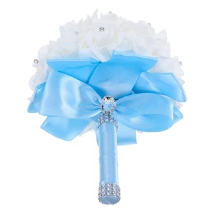  Hochzeit Brautstrauß Seidensträuße Blumen simuliertes Band Rose - Bild 1 von 17