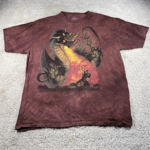 Vintage The Mountain Hemd Herren 3XL Batik Drache Bogenschütze Grafik Fantasy 00er Jahre Y2K - Bild 1 von 9