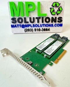 HPE 759505-001 SATA M.2 Dual Drive PCIe Riser Card + 2X 5300 PRO P20608-003 NVMe - Picture 1 of 5