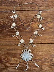 Genuine Antique Guatemalan Silver Coin Chachal Milagro Pendant Shaman Necklace - Picture 1 of 24