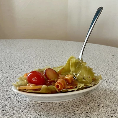 Antigo Frozen Moments Geoffrey Rose Food Art Escultura Falsa Salada Prato Cerâmico - Imagem 1 de 4