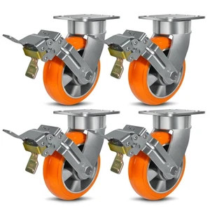 Ruedas Kingpinless de 6" x 2", ruedas industriales de poliuretano de alta resistencia - Imagen 1 de 56