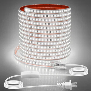 Tira LED 120V blanca fria 20FT 6000K IP67 720 LEDs exterior cocina sala patio - Picture 1 of 12
