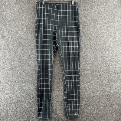 Pantalones para mujer Tahari talla pequeña gris blanco a cuadros tiro medio cintura elástica Foto 1 de 4