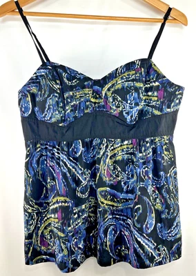 Top ELLE Sin Mangas Cintura Imperio Grande Estampado Abstracto Multicolor Foto 1 de 4