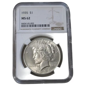 1935 NGC MS 62 Peace Silver Dollar - Picture 1 of 2