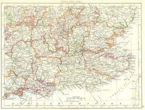SOUTH EAST ENGLAND. Home counties. Thames valley & estuary. JOHNSTON 1899 map - Picture 1 of 1
