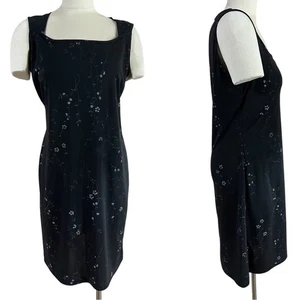 Vintage 90s Alyn Paige dress black floral shirt SIZE 11/12 modern small? - Picture 1 of 7