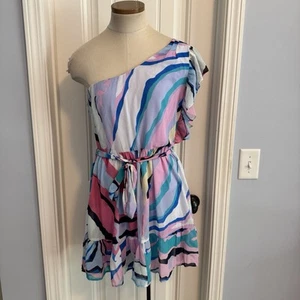 New KORI America Women’s Large One Shoulder Ruffle Mini DRESS Feminine Party - Picture 1 of 7