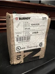 Qty :10 Burndy YGHA262N 2/0 AWG Copper Compression Lug, 2-Hole, UL Listed - Picture 1 of 3
