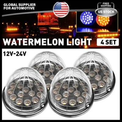 4 шт. желтых указателей поворота и боковых маркеров на синие вспомогательные светодиодные арбузные лампы - Изображение 1 из 4