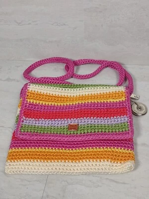 The Sak Crochet Multicolor Monedero Rosa, Amarillo Blanco Bolso Bandolera Bandolera Bandolera Cartera Foto 1 de 4